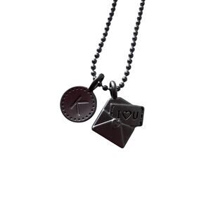 Envelope Charm Necklace with Initial K - Silver Tone
